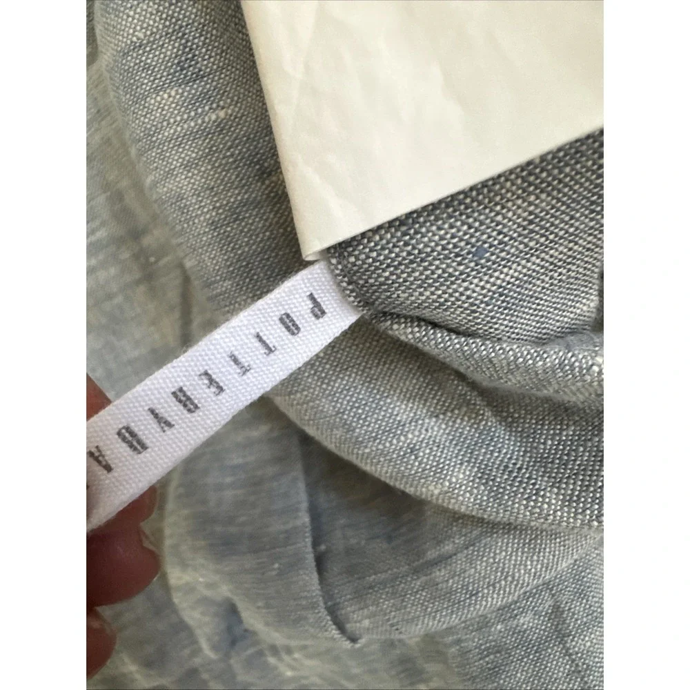 Pottery Barn Belgian Flax Linen Diamond Quilted King Sham Chambray Blue NWOT